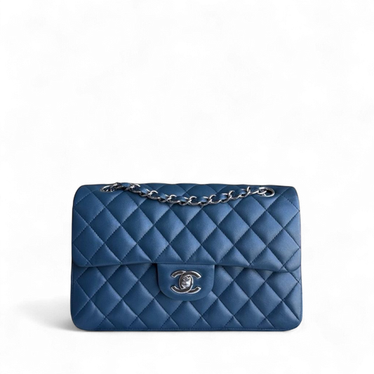 Chanel Classic Flap Small - 23CM Quilted Lambskin Blue Silver Hardware Series 23