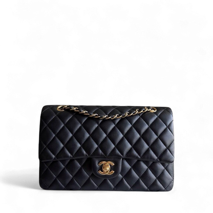 Chanel Classic Flap Medium - Quilted Lambskin Black Gold Hardware Series 24