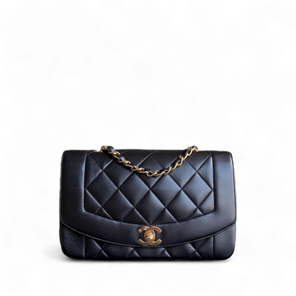 Chanel Diana Vintage - Quilted Lambskin Black Gold Hardware Series 2