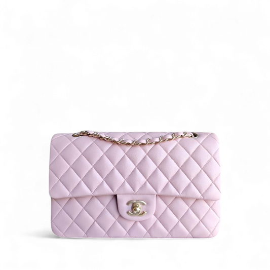 Chanel Classic Flap Medium - 25CM Quilted Lambskin Light Sakura Pink Gold Hardware Series 20