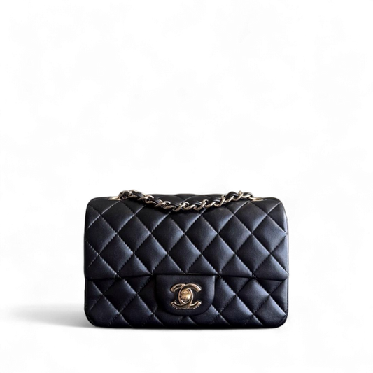 Chanel Classic Flap Mini - Quilted Lambskin Black Gold Hardware Series 26