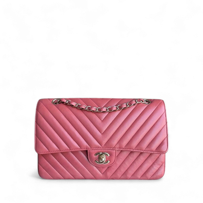 Chanel Classic Flap Medium - 25CM Chevron Lambskin Pink Gold Hardware Series 25
