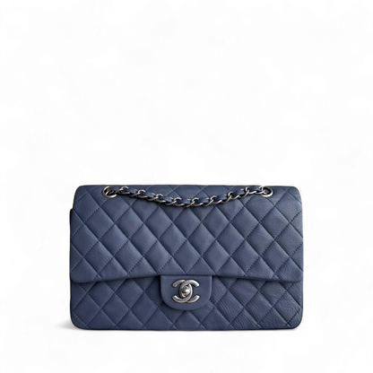 Chanel Classic Flap Medium - 25CM Calfskin Quilted Blue Silver Hardware Series 17