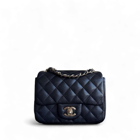 Chanel Classic Flap Mini Square - Caviar Quilted Grained Calfskin Black Gold Hardware Series 20