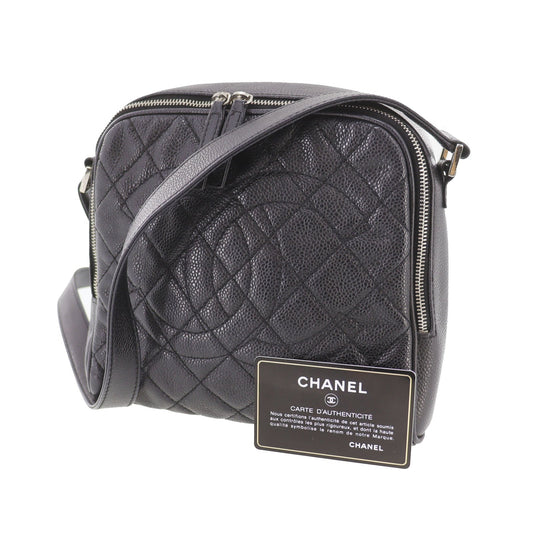 CHANEL CC  Shoulder Bag Black Caviar Skin Leather Vintage #CR806