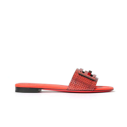 Fendi Baguette Python Leather Slides