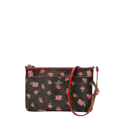 Coach Rose Print Brown Crossbody Bag