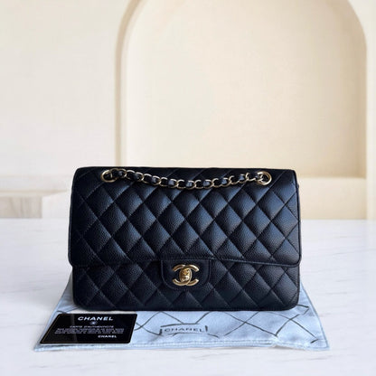 Chanel Classic Flap Medium - Caviar Quilted Grained Calfskin Black Gold Hardware Series 19