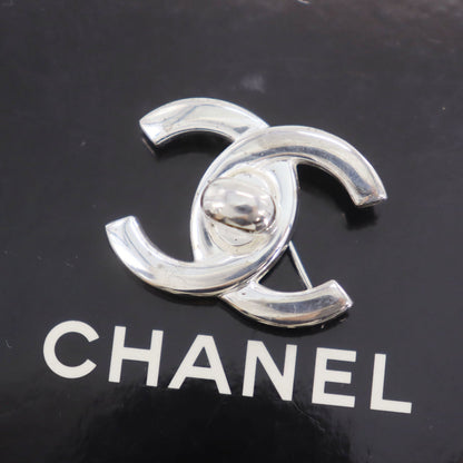 CHANEL CC Logos Turn Lock  Pin Brooch Silver Plated 96A Vintage #CE126 S