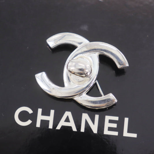 CHANEL CC Logos Turn Lock  Pin Brooch Silver Plated 96A Vintage #CE126 S