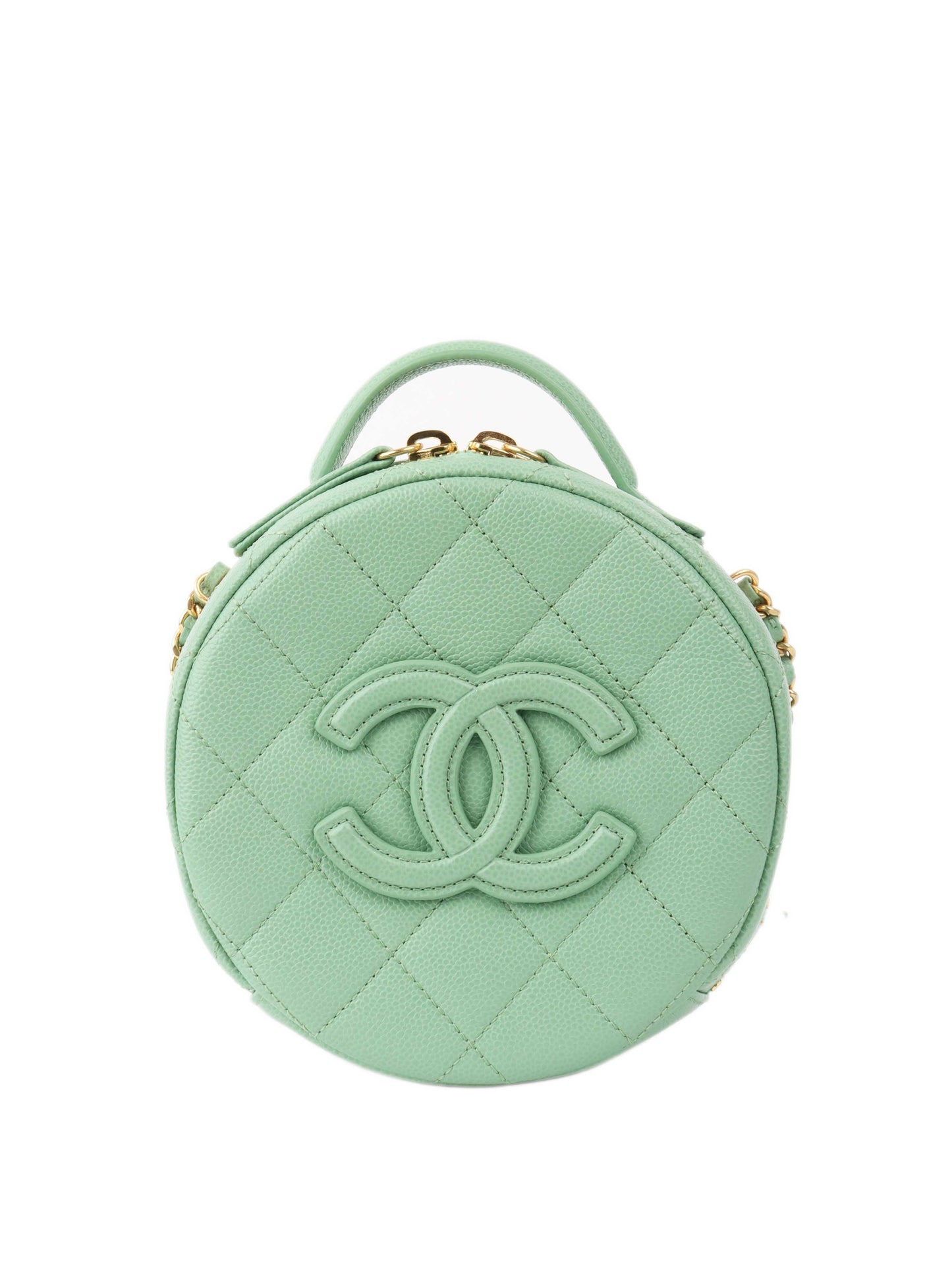 Chanel Green Round Vanity Bag.