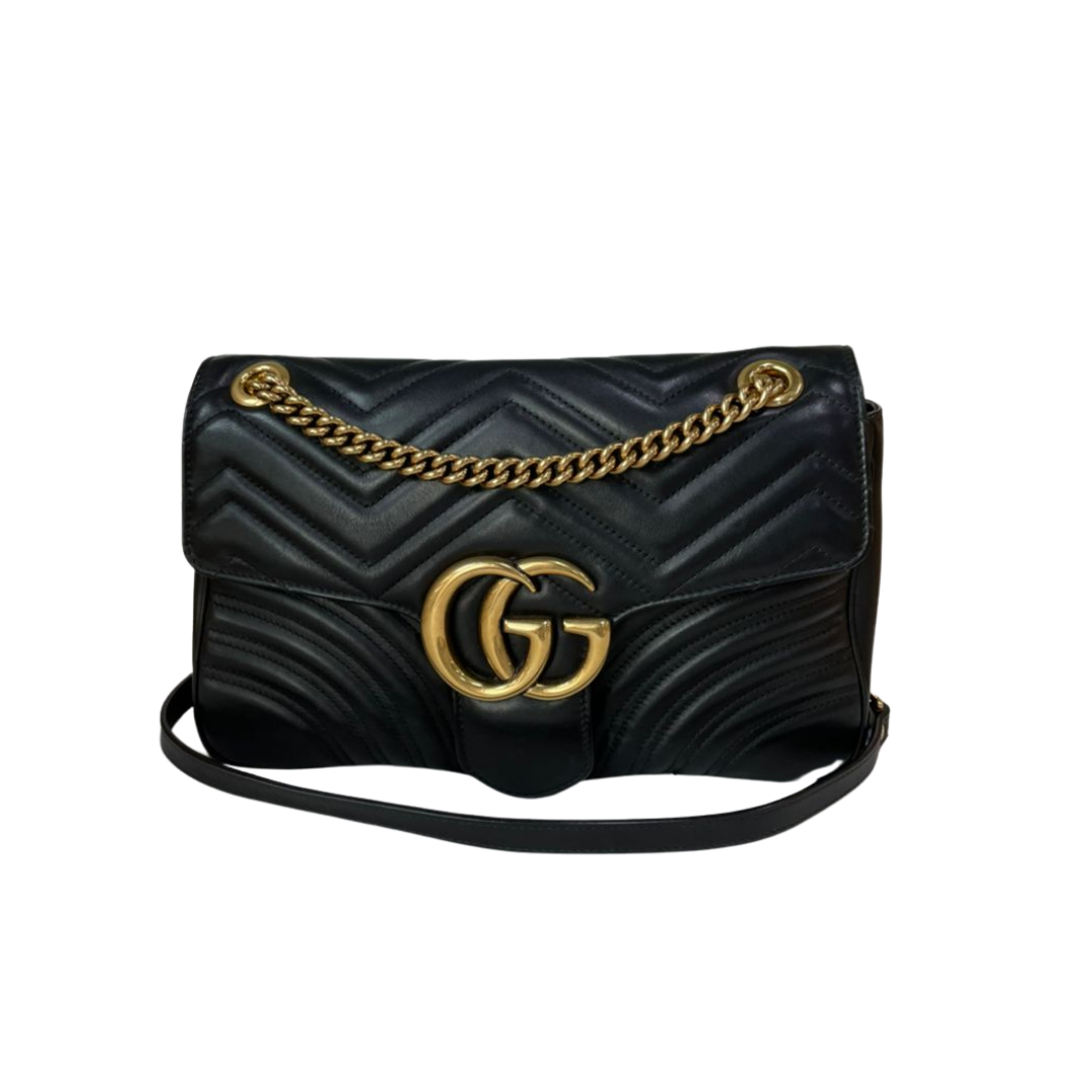 Gucci Medium GG Marmont Bag Calfskin Black GHW