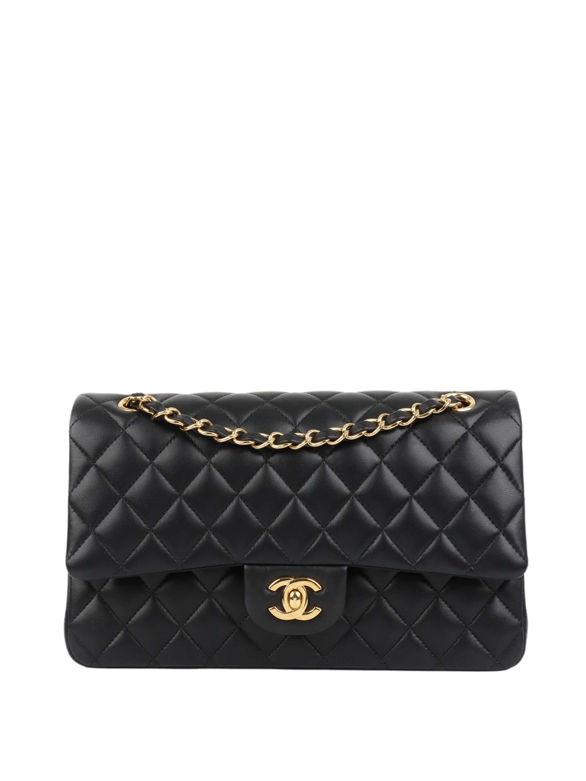 Chanel Black Lambskin Medium Classic Flap Bag GHW.