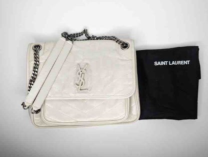 YSL Niki Shoulder Bag, White Leather, Medium