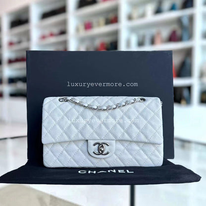 Chanel Classic Flap Medium - Caviar Calfskin White Silver Hardware Series 12
