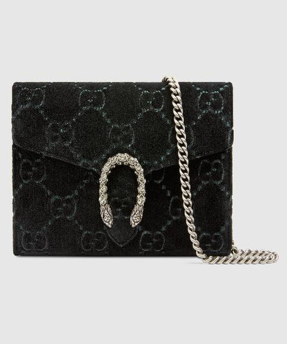 Gucci Dionysus GG VeLouis Vuittonet Mini Chain Wallet Black VeLouis Vuittonet