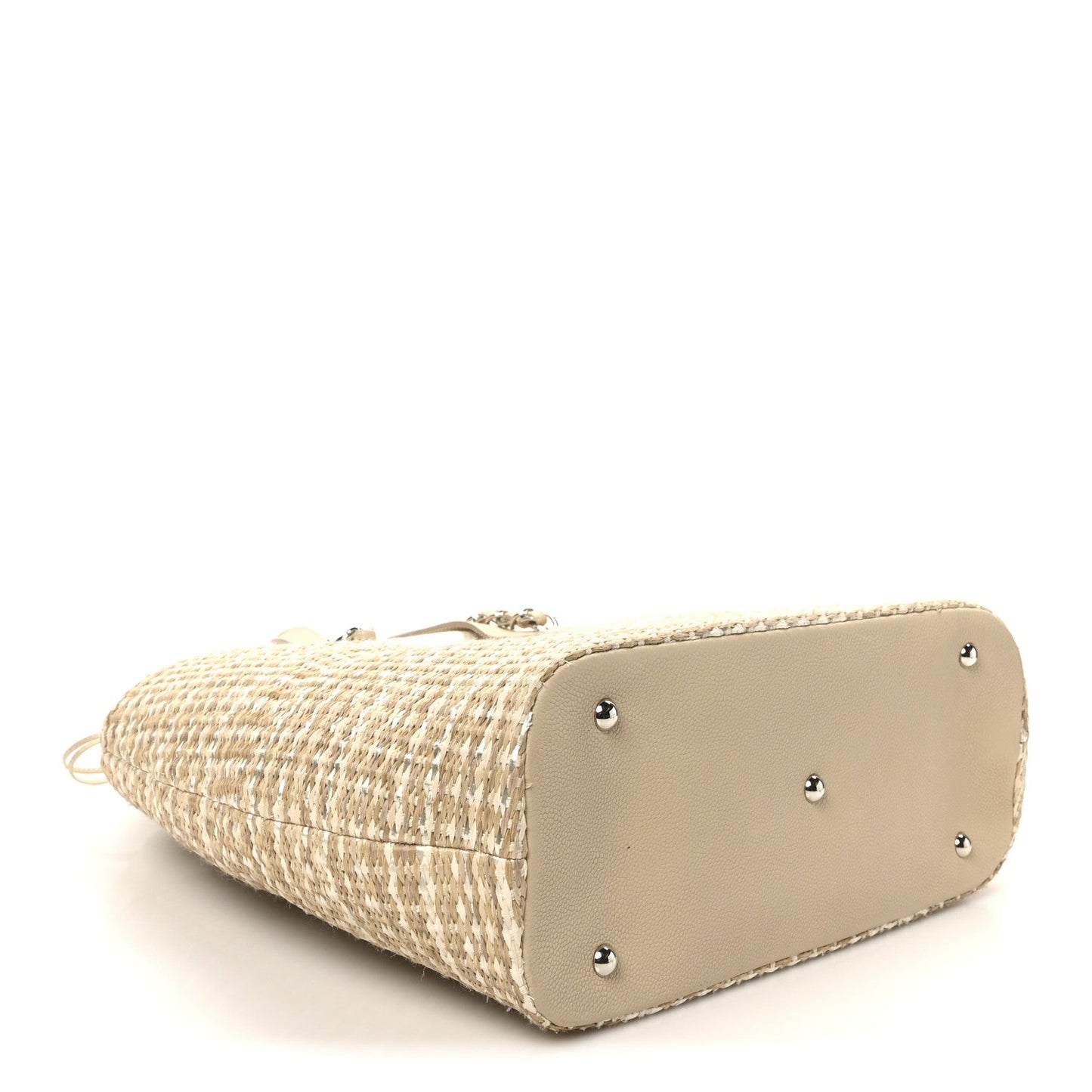 Woven Straw Caviar Tote Beige