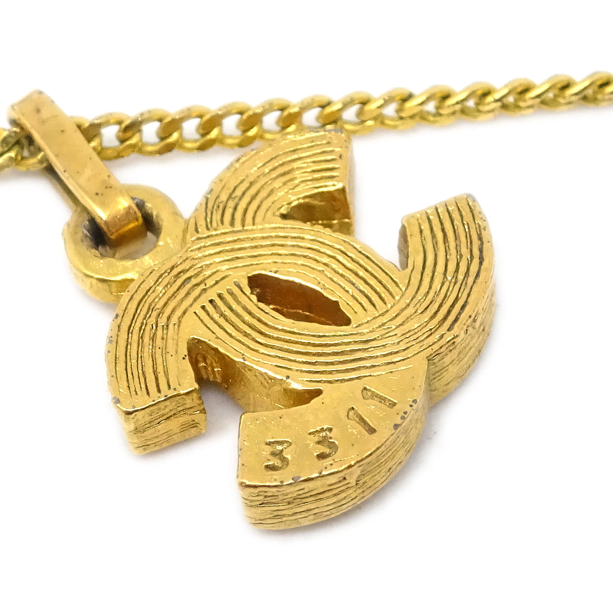 Chanel CC Chain Pendant Necklace Rhinestone Gold 3311/1982