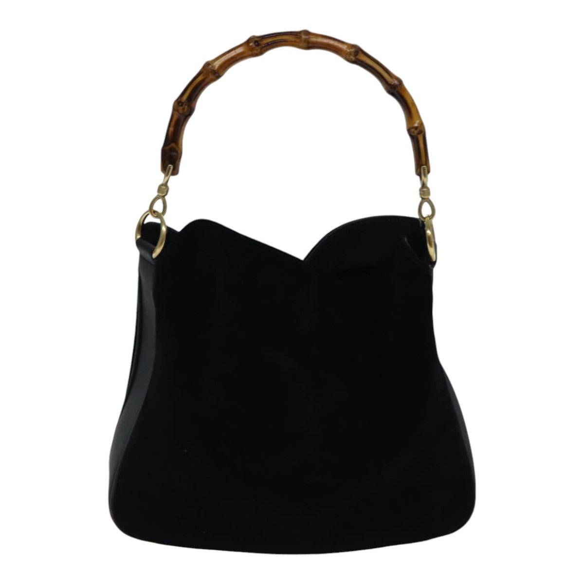 Gucci Bamboo Black Suede Handbag ()