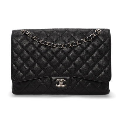 Chanel Black Quilted Caviar Jumbo Single Flap Bag