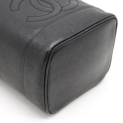 CHANEL CHANEL Caviar S Cocomark Vanity Bag Handbag Cosmetic Bag Cosmetic Leather Black Gold  A01998