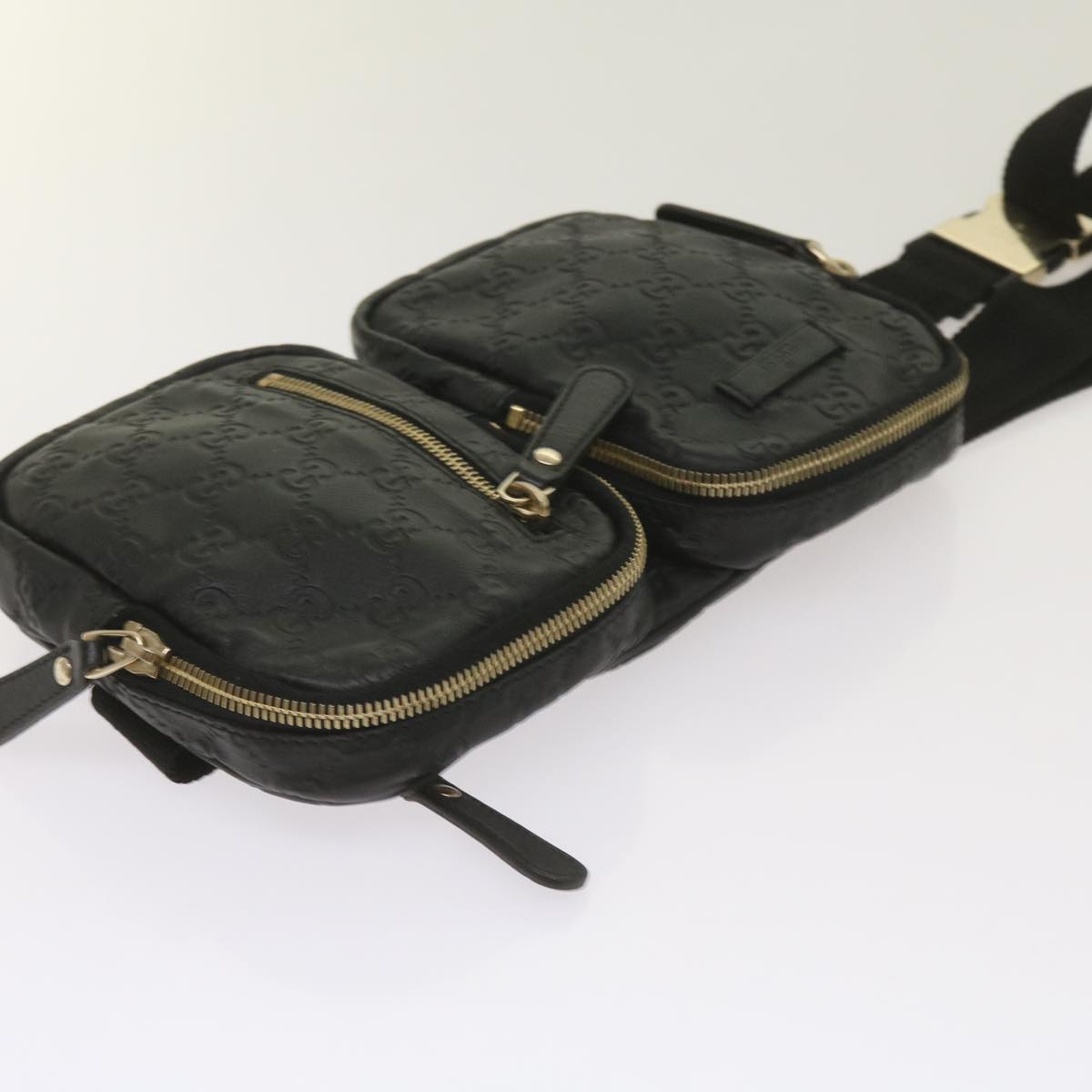 Gucci Gg Signature Black Leather Shoulder Bag