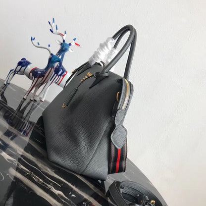 Prada Grey Calf Leather Top Handle Bag