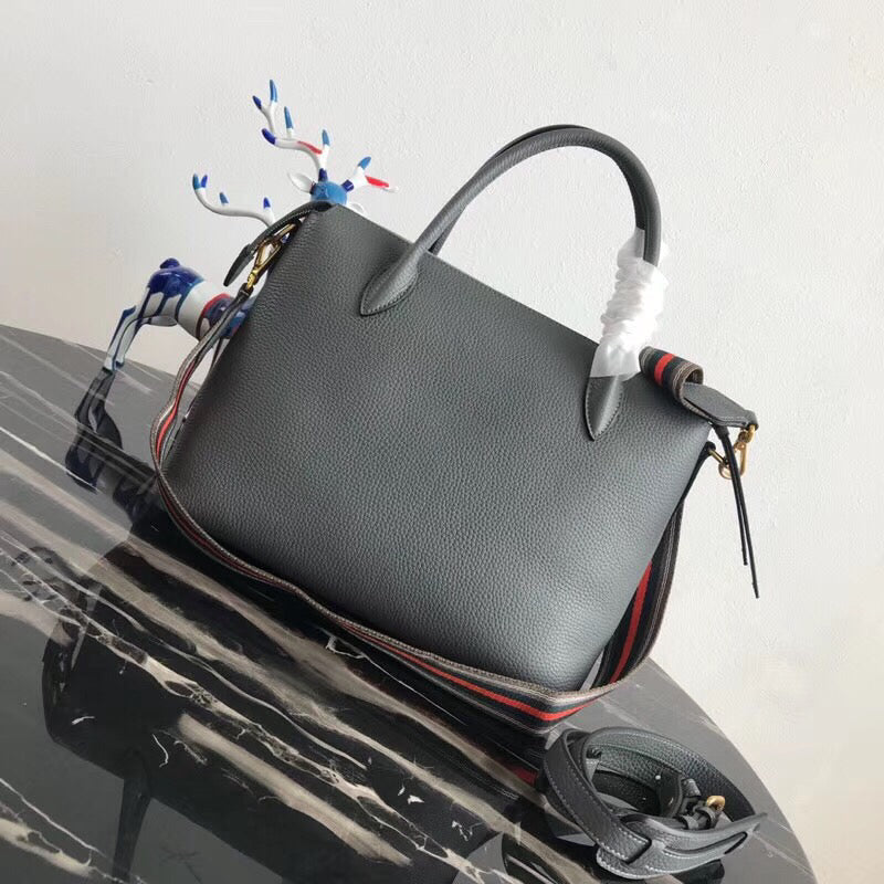 Prada Grey Calf Leather Top Handle Bag