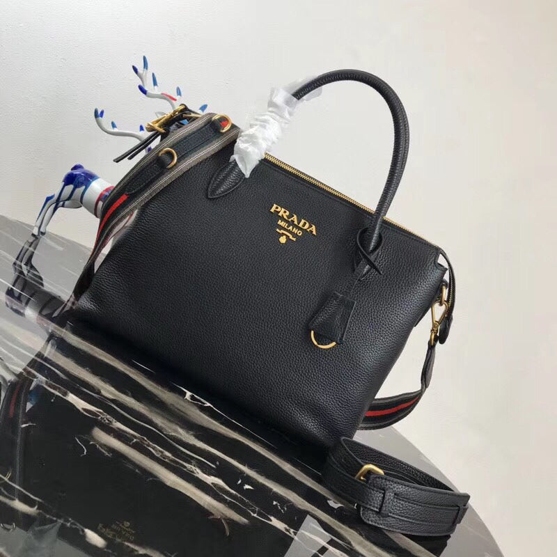 Prada Black Calf Leather Top Handle Bag