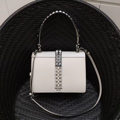 Prada Elektra Shoulder Bag In White Leather