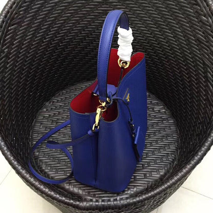 Prada Blue Saffiano Leather Double Bag