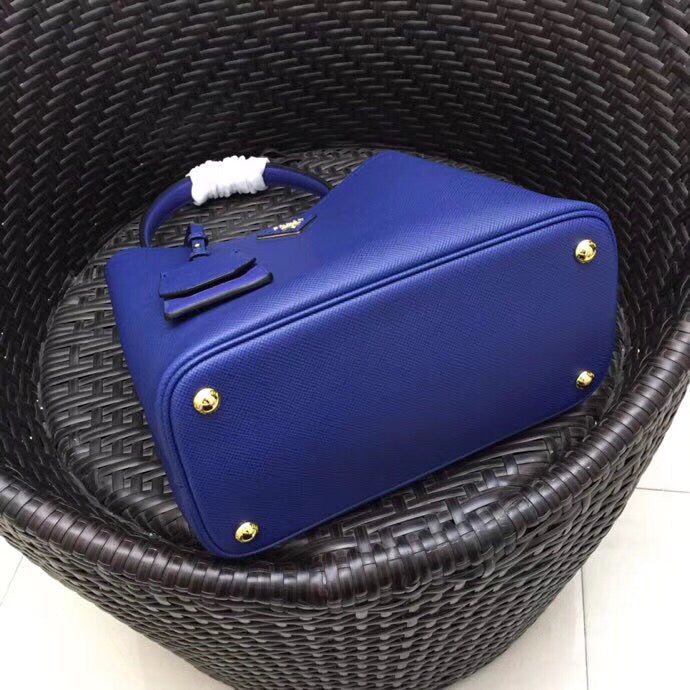 Prada Blue Saffiano Leather Double Bag