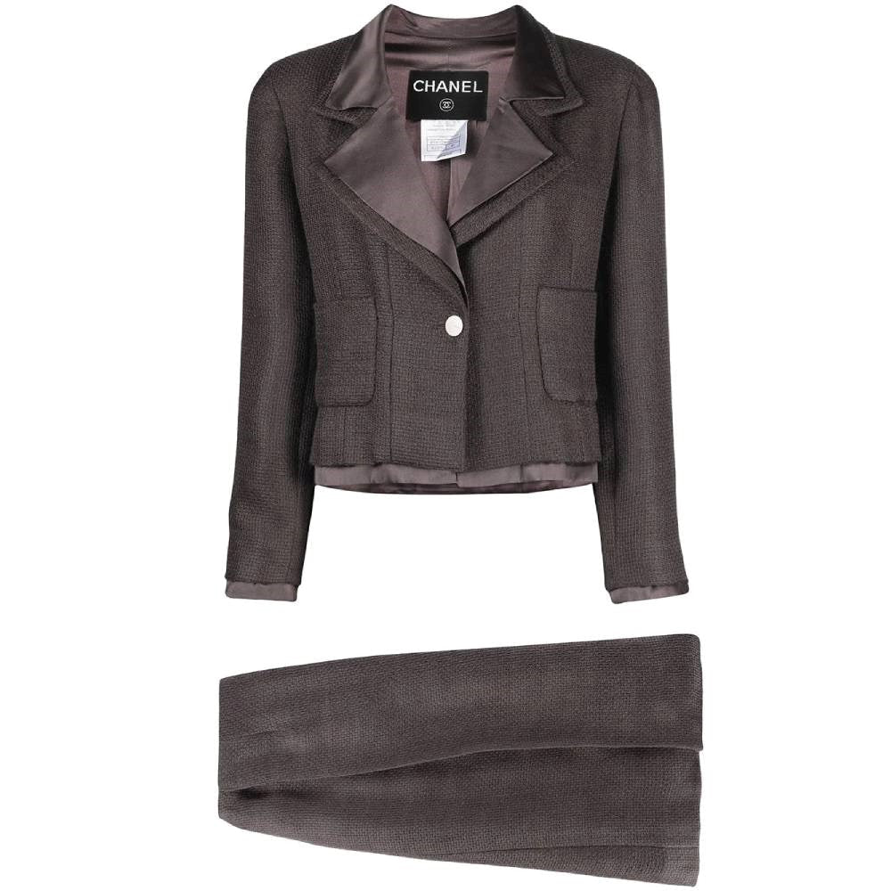 Chanel Chanel Grey Mohair Skirt Suit