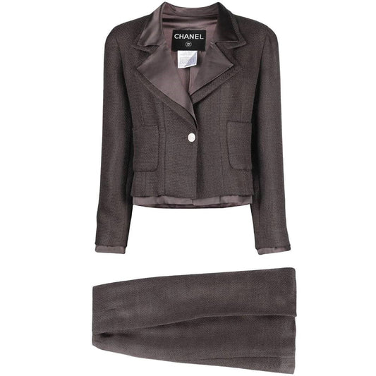 Chanel Chanel Grey Mohair Skirt Suit