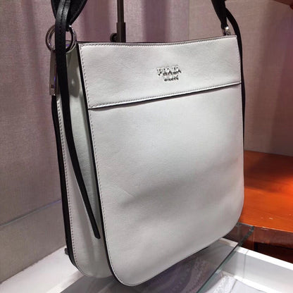 Prada Margit Shoulder Bag In White Calfskin