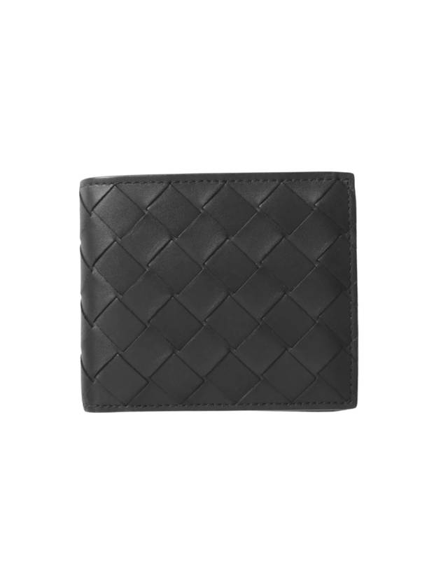 Luxury Bottega Veneta Intrecciato Coin Pocket Bifold Half Wallet Black