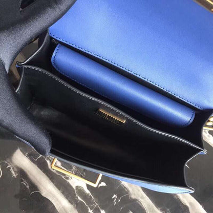 Prada Cahier Shoulder Bag In Blue/Black Leather