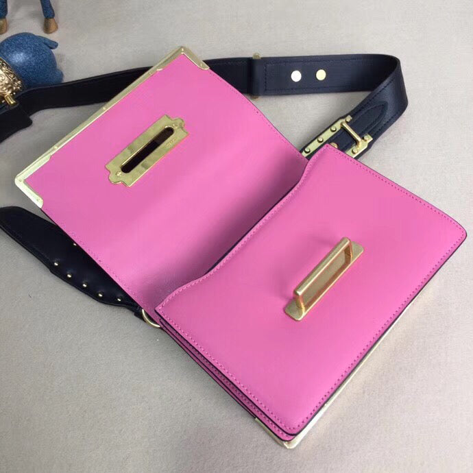 Prada Cahier Shoulder Bag In Pink/Black Leather