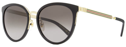 Gucci Women's Oval Sunglasses GG0077SK 001 Black/Gold 56mm
