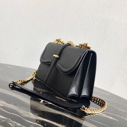 Prada Belle Shoulder Bag In Black Calf Leather