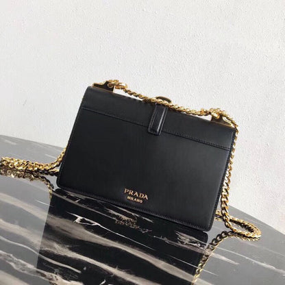 Prada Belle Shoulder Bag In Black Calf Leather