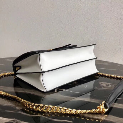 Prada Belle Shoulder Bag In Black/White Calf Leather