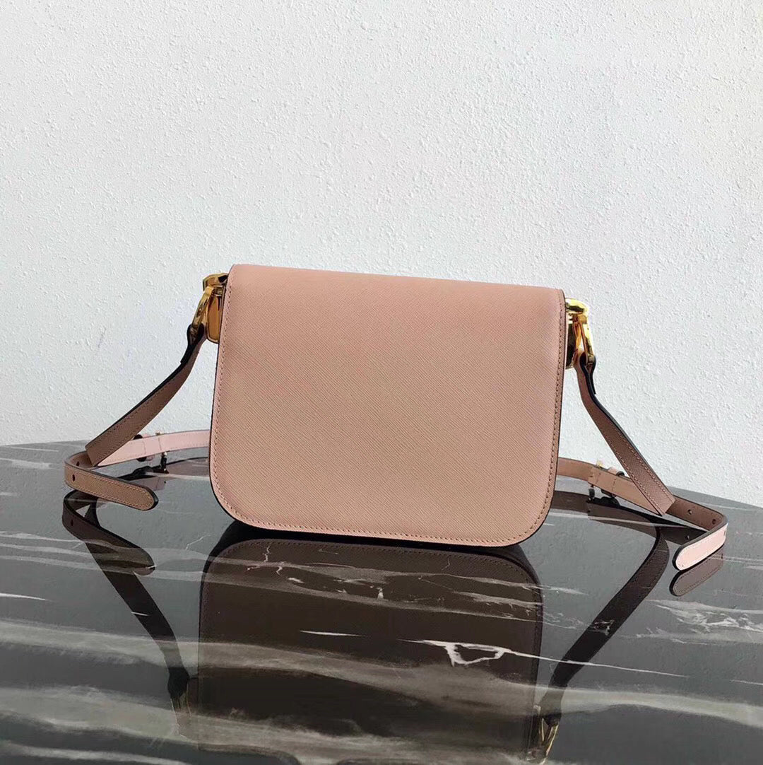 Prada Embleme Bag In Powder Pink Saffiano Leather