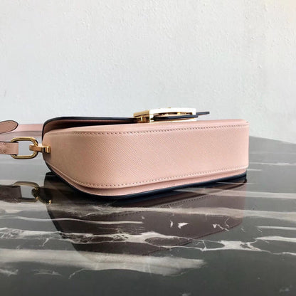 Prada Embleme Bag In Powder Pink Saffiano Leather