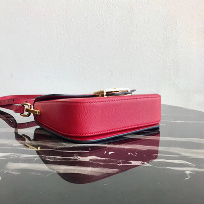 Prada Embleme Bag In Red Saffiano Leather