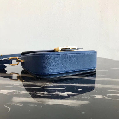 Prada Embleme Bag In Blue Saffiano Leather