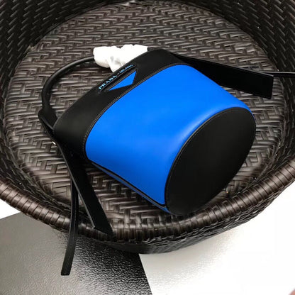 Prada Black/Blue Ouverture Leather Bucket Bag