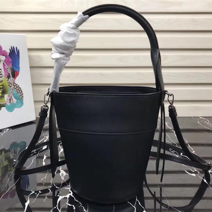 Prada Black Ouverture Leather Bucket Bag