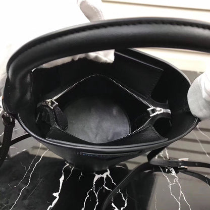 Prada Black Ouverture Leather Bucket Bag