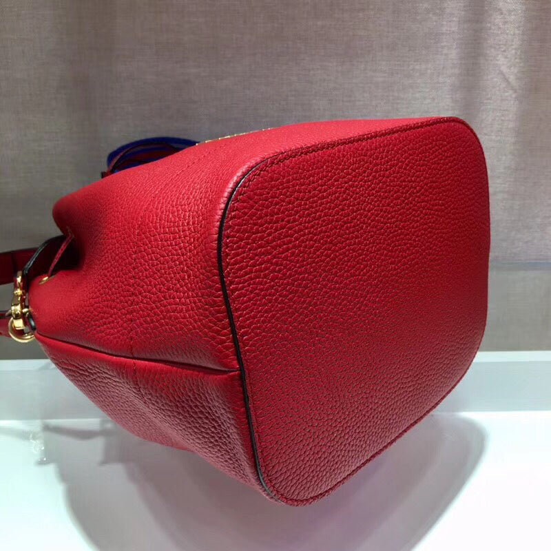 Prada Bucket Bag In Red Grained Calfskin